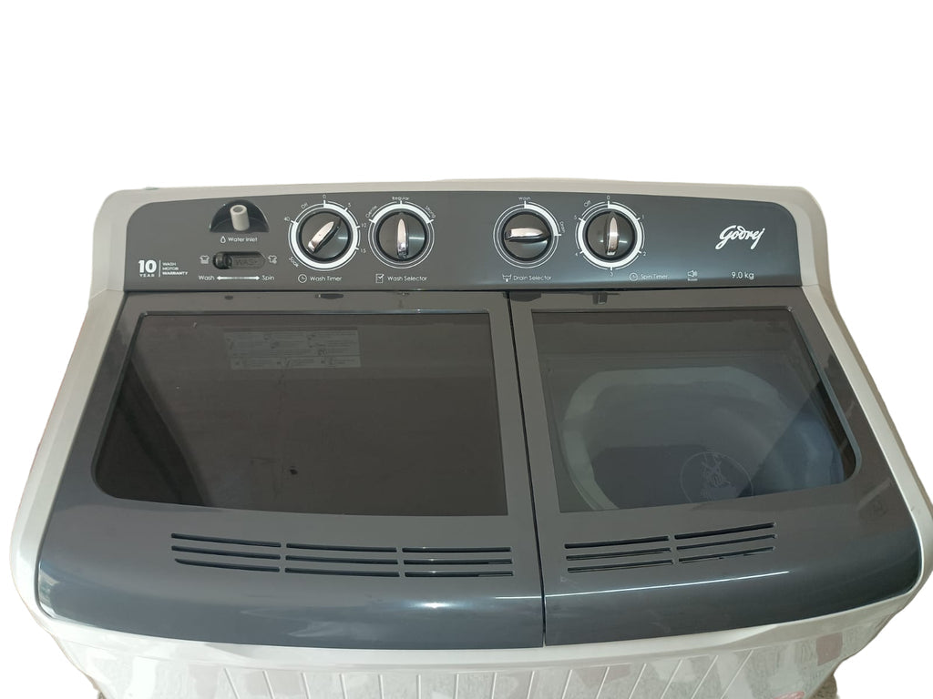 Godrej WSEDGE 90 5.0 TB3+M MIGR – 9 Kg 5 Star Semi-Automatic Top Loading Washing Machine with Toughened Glass Lids (Satin Grey)