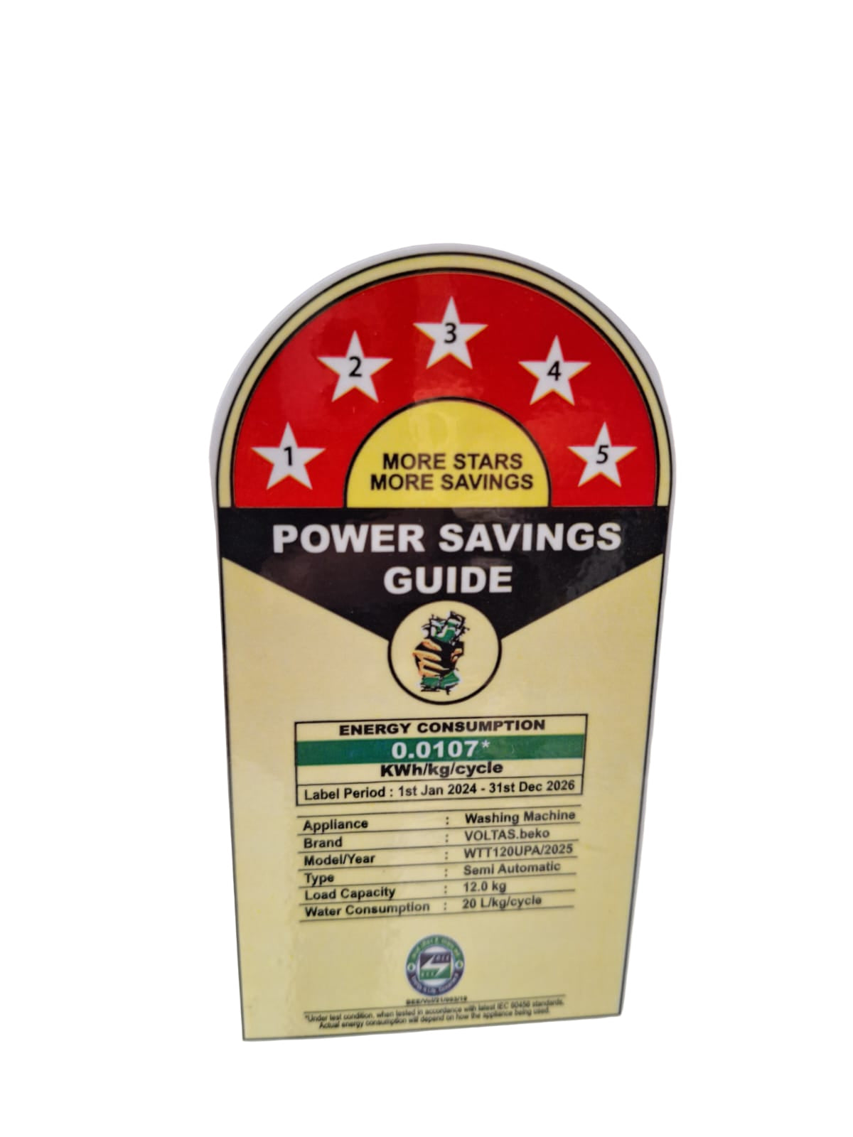 Voltas Beko WTT120UPA/BRSSWH5PTDA 12 kg Semi Automatic Top Load Washing Machine