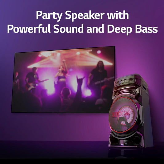 LG XBOOM RNC5 Party Speaker, Multi Color Lighting, Karaoke Feature, 1 Mic + 1 Guitar Input, Wireless Party Link, USB, Bluetooth Connection, XBOOM App