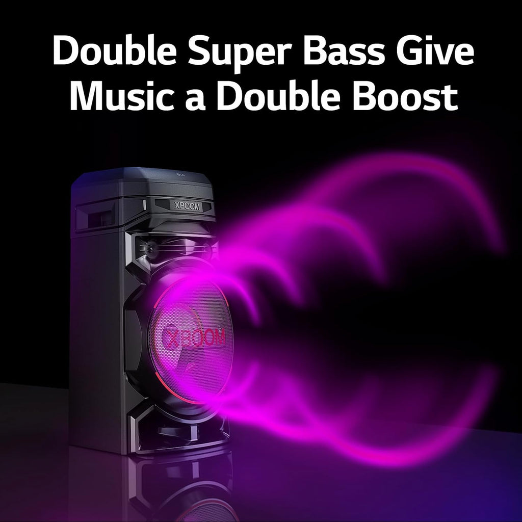 LG XBOOM RNC5 Party Speaker, Multi Color Lighting, Karaoke Feature, 1 Mic + 1 Guitar Input, Wireless Party Link, USB, Bluetooth Connection, XBOOM App