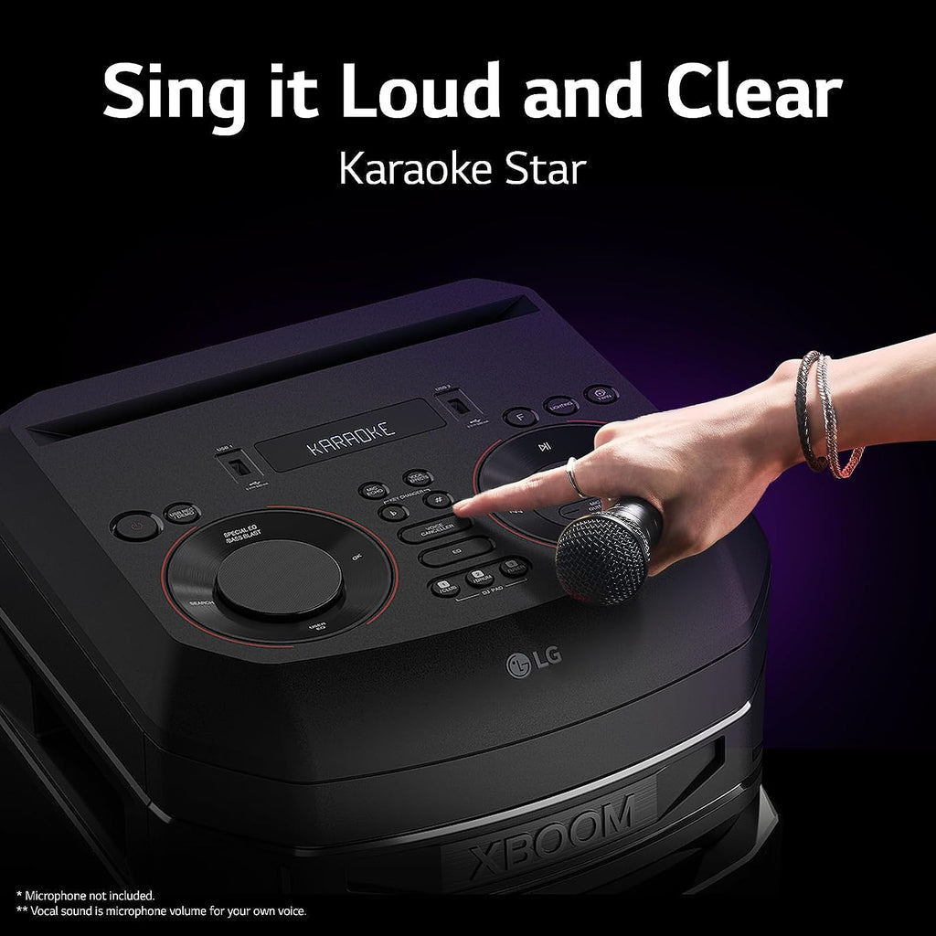 LG XBOOM RNC5 Party Speaker, Multi Color Lighting, Karaoke Feature, 1 Mic + 1 Guitar Input, Wireless Party Link, USB, Bluetooth Connection, XBOOM App