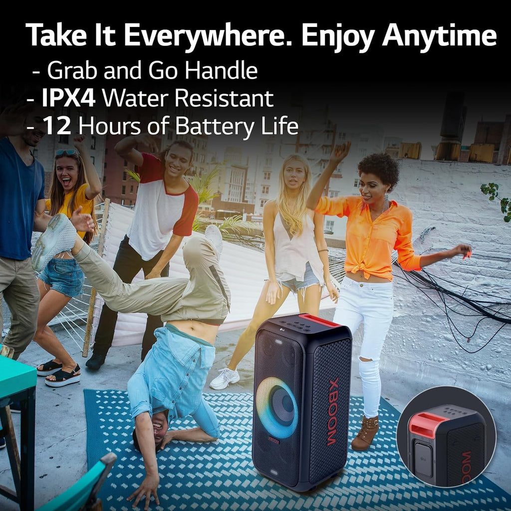 LG XBOOM XL5S 200W Portable Party Speaker with Bass Boost, 12-Hour Battery, Multi-Color Ring Lighting & IPX4 Water Resistance