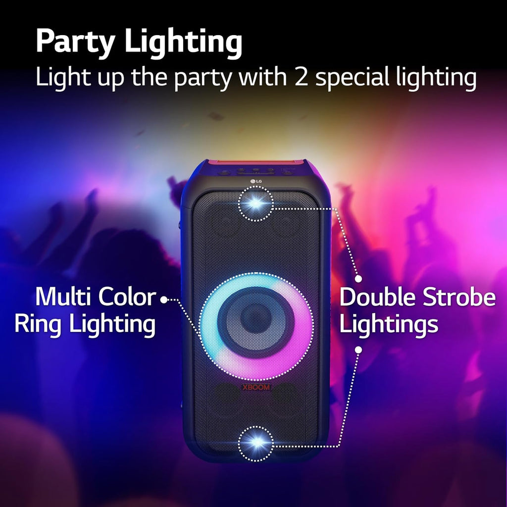 LG XBOOM XL5S 200W Portable Party Speaker with Bass Boost, 12-Hour Battery, Multi-Color Ring Lighting & IPX4 Water Resistance