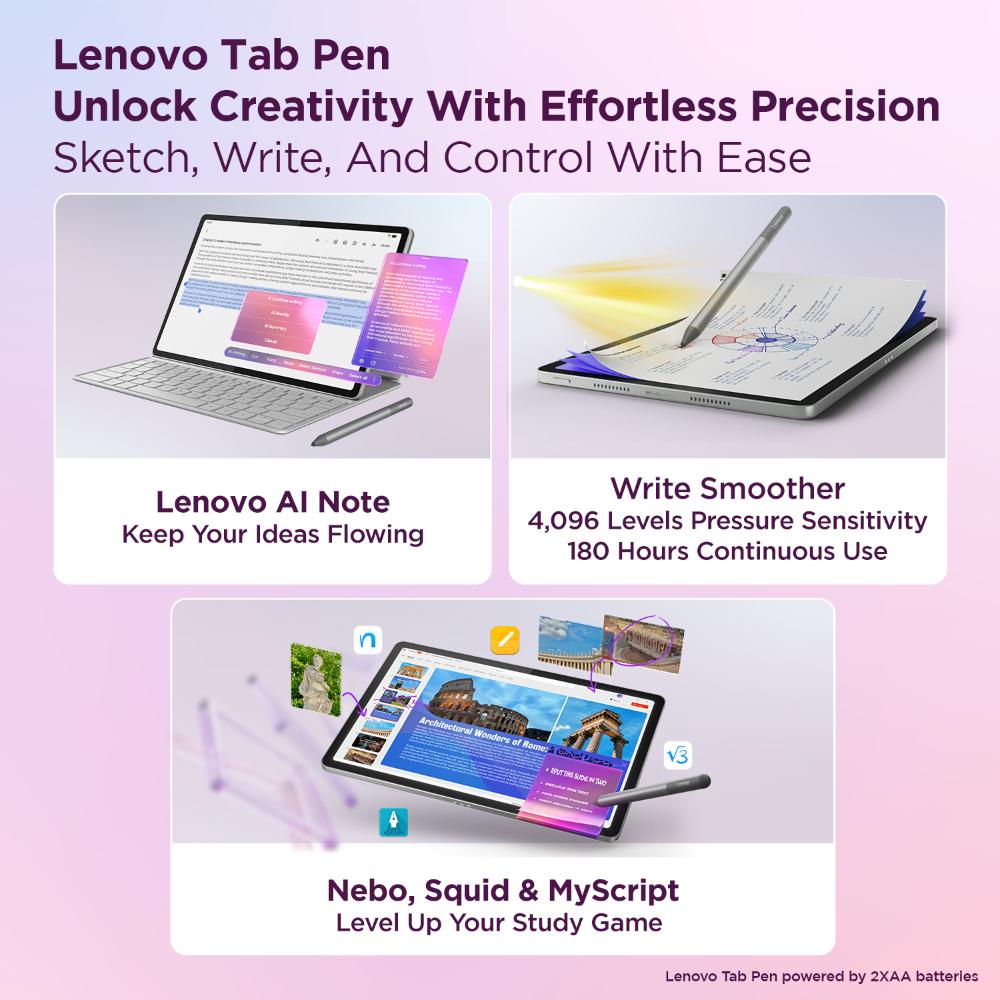 Lenovo Idea Tab Plus 30.73 cm (12.1 inch) WiFi Tablet with Pen, 256 GB, 12 GB RAM, Cloud Grey, ZAG70923IN