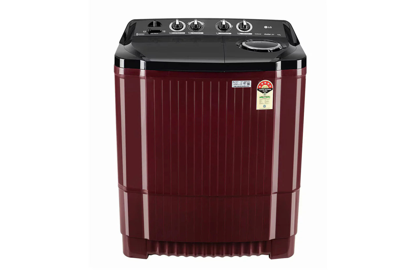 LG P115ASDAZ 11.5 Kg 5 Star Semi Automatic Top Load Washing Machine | Roller Jet Pulsator | Wind Jet Dry | Burgundy | Soak & Collar Scrubber