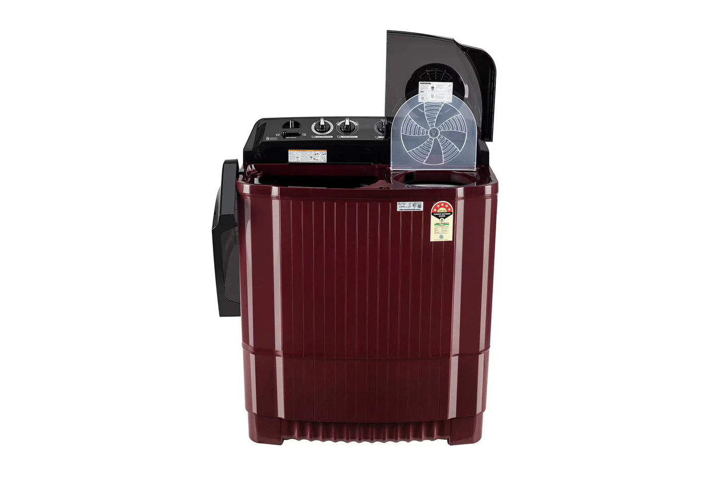 LG P115ASDAZ 11.5 Kg 5 Star Semi Automatic Top Load Washing Machine | Roller Jet Pulsator | Wind Jet Dry | Burgundy | Soak & Collar Scrubber