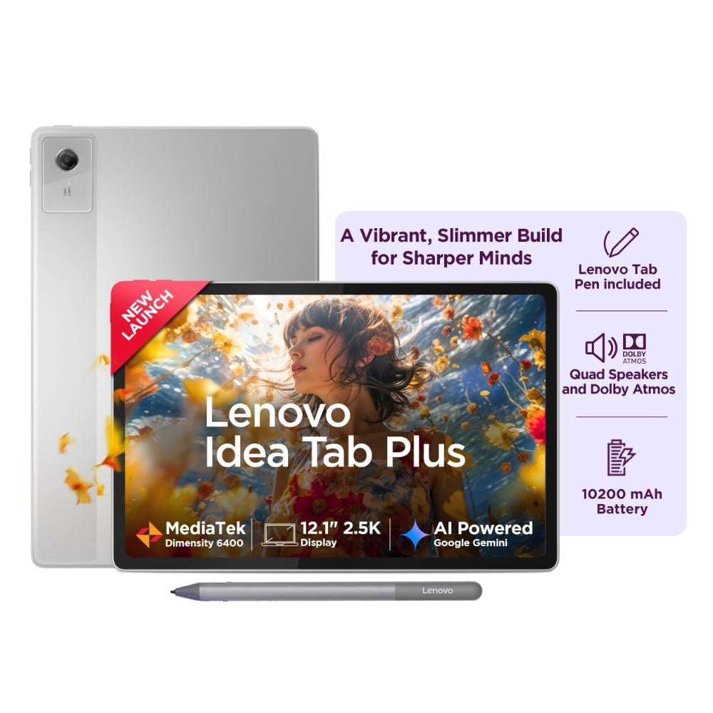 Lenovo Idea Tab Plus 30.73 cm (12.1 inch) WiFi Tablet with Pen, 256 GB, 12 GB RAM, Cloud Grey, ZAG70923IN