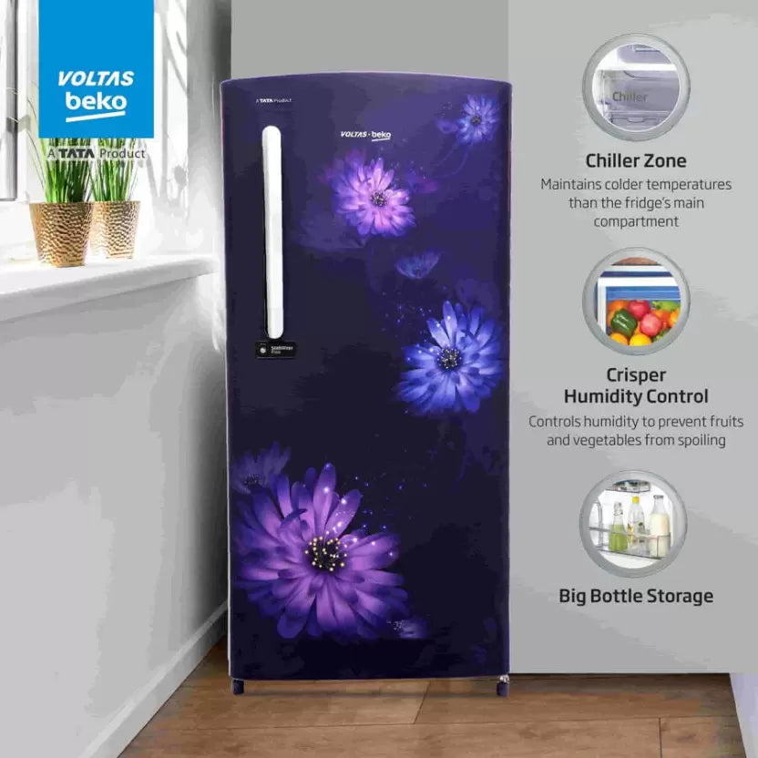 Voltas Beko RDC220C / W0DBE0M000UGD 185 L Direct Cool Single Door 3 Star Refrigerator  (Dahlia Blue)