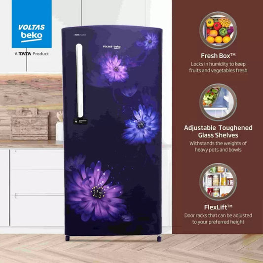 Voltas Beko RDC220C / W0DBE0M000UGD 185 L Direct Cool Single Door 3 Star Refrigerator  (Dahlia Blue)