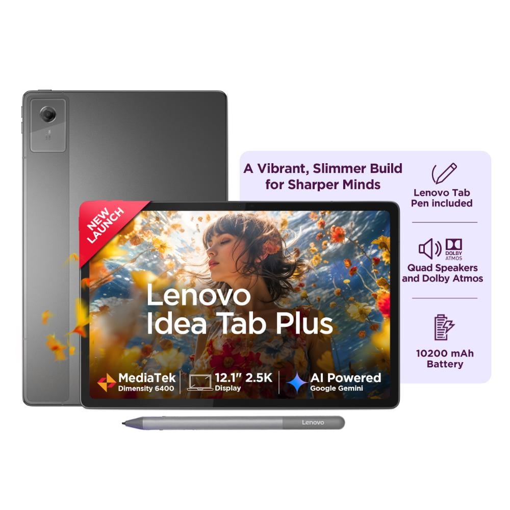 Lenovo Idea Tab Plus 30.73 cm (12.1 inch) WiFi + 5G Tablet with Pen, 256 GB, 12 GB RAM, Luna Grey, ZAGF0150IN