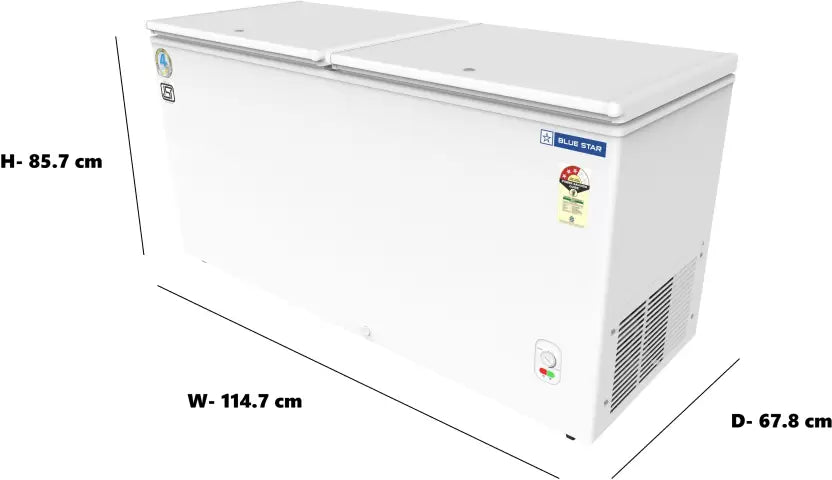 Blue Star CF3-300MEW 301L Double Door Deep Freezer | 3 Star Energy Rating | Heavy-Duty Commercial Chest Freezer with Lock & Wheels