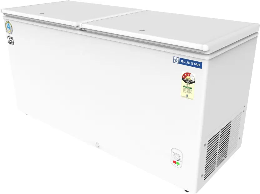 Blue Star CF3-300MEW 301L Double Door Deep Freezer | 3 Star Energy Rating | Heavy-Duty Commercial Chest Freezer with Lock & Wheels