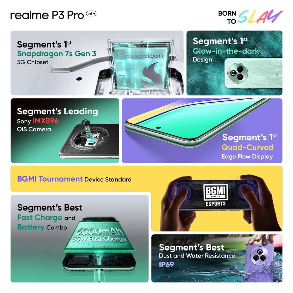 Realme P3 Pro 5G 256 GB, 8 GB RAM, Nebula Glow, Mobile Phone