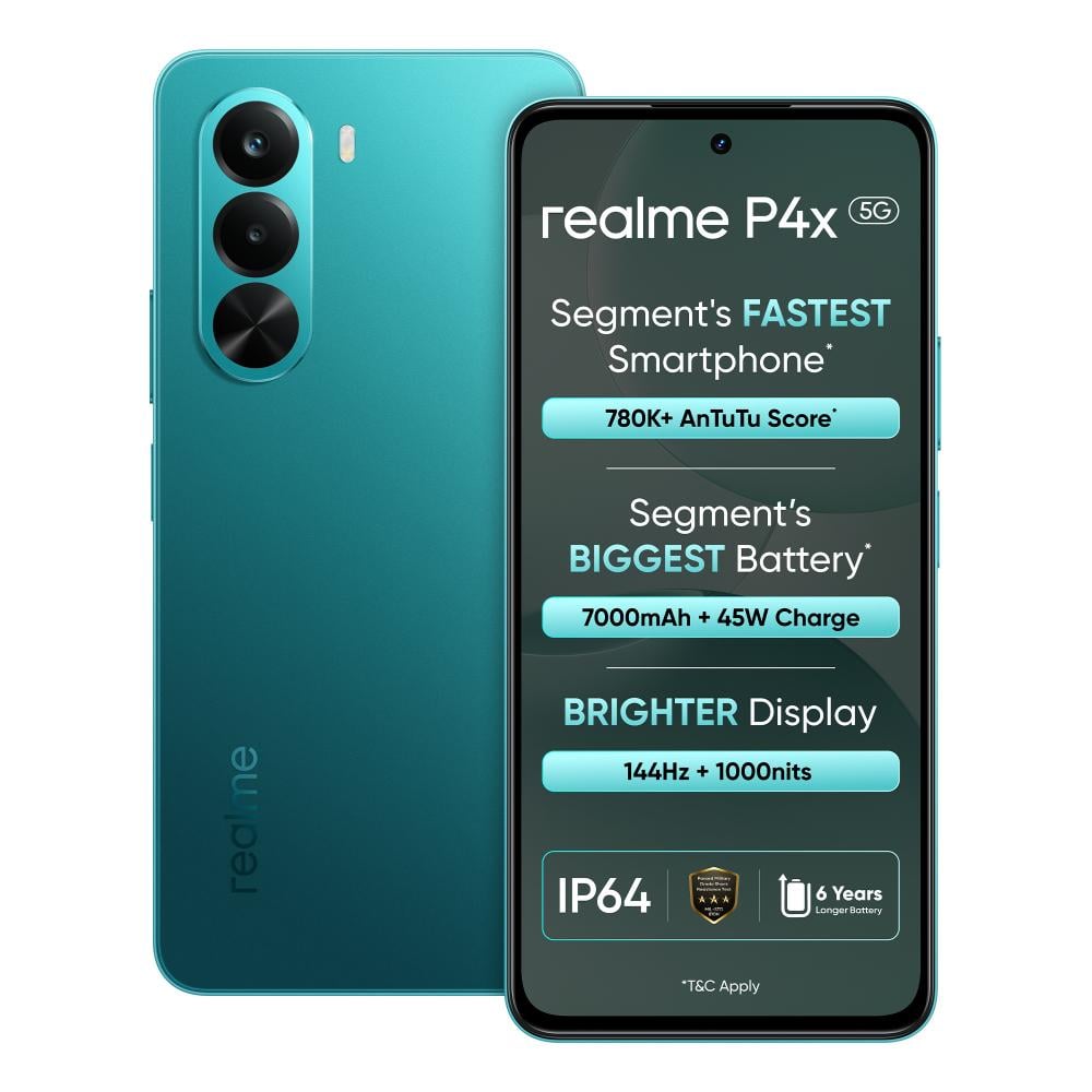 Realme P4x 5G 128 GB, 8 GB RAM, Lake Green, Mobile Phone