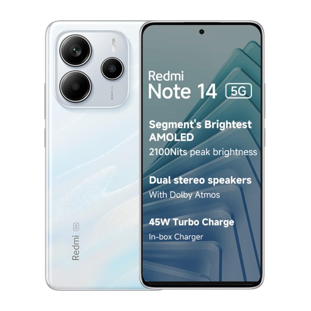 Redmi Note 14 5G 128 GB, 6 GB RAM, White, Mobile Phone