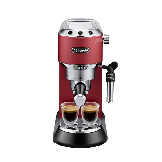 DeLonghi EC685.R 15 Bar Pump Espresso Coffee Machine (1350W, Thermoblock, Milk Frother, Compact Design, Red) – Barista-Style Coffee at Home