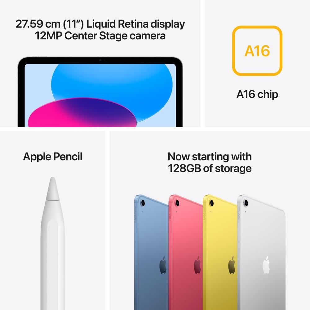 Apple iPad A16 11th Gen 2025 27.59 cm (11 inch) Wi-Fi + Cellular Tablet, 512 GB, Yellow, MD7R4HN/A