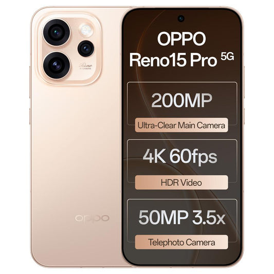Oppo Reno15Pro 5G 512 GB, 12 GB RAM, Sunset Gold, Mobile Phone