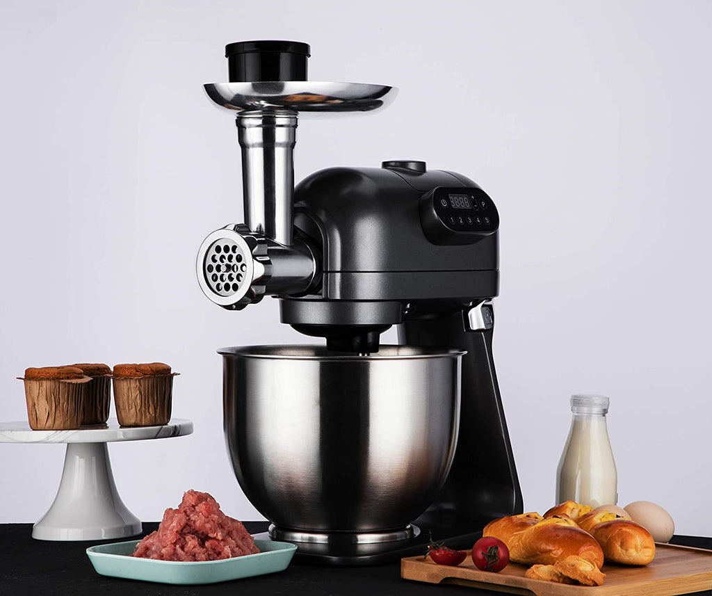 Hafele Klara Highline 1000W Stand Mixer with 5.5L Stainless Steel Bowl, Blender Jar & 3 Attachments (Grey) – Multifunction Kitchen Machine for Dough Kneading, Whisking, Slicing & More