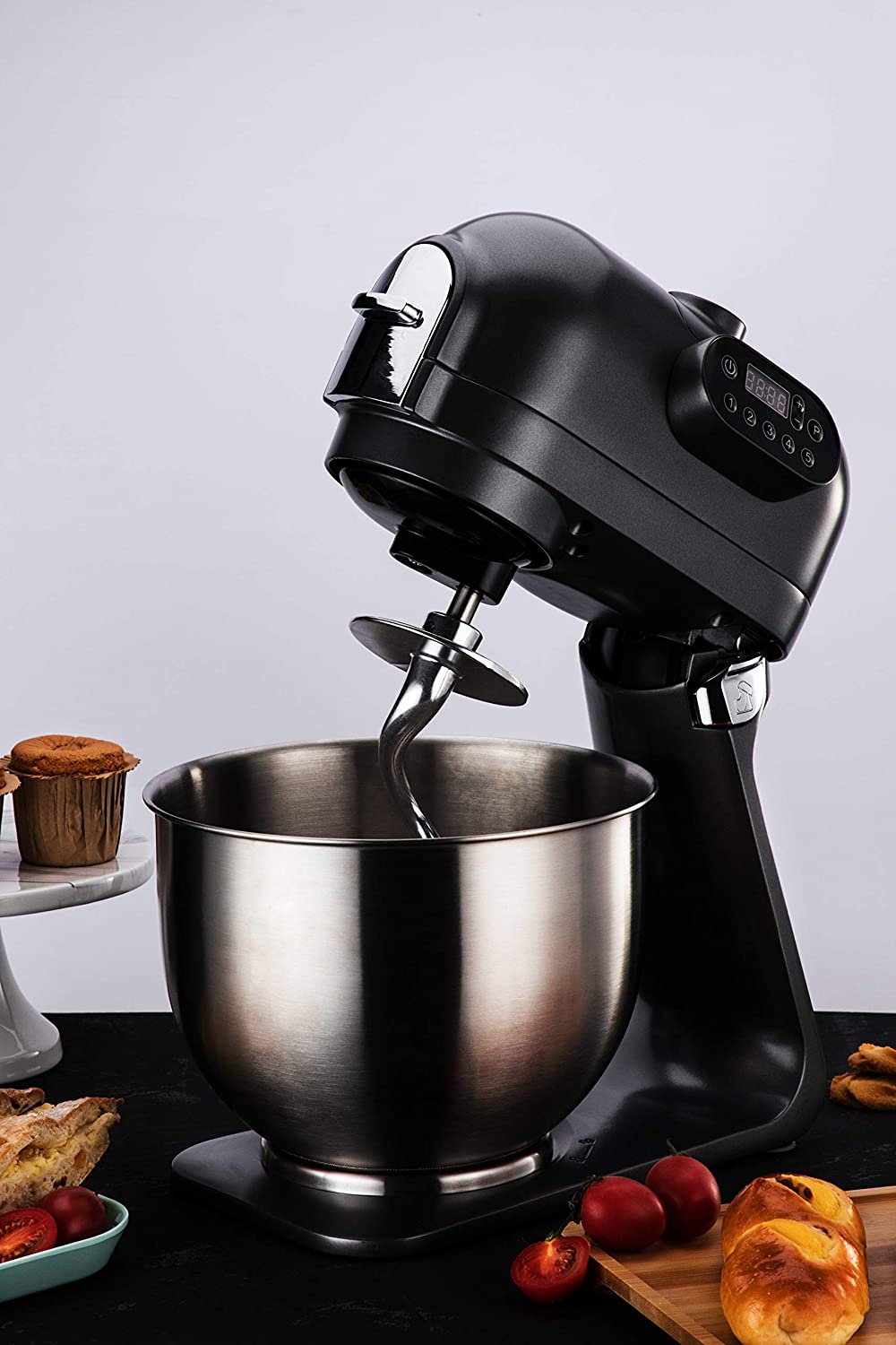 Hafele Klara Highline 1000W Stand Mixer with 5.5L Stainless Steel Bowl, Blender Jar & 3 Attachments (Grey) – Multifunction Kitchen Machine for Dough Kneading, Whisking, Slicing & More