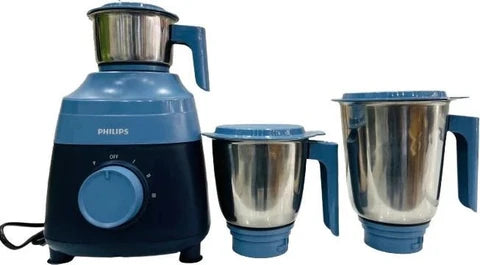 Philips HL1000/02 500W Mixer Grinder with 3 Stainless Steel Jars | Compact Design | Navy Blue | 5-Year Motor Warranty