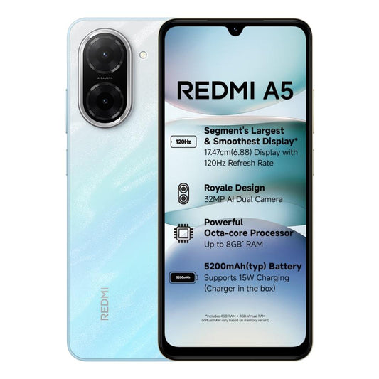 Redmi A5 64 GB, 3 GB RAM, Blue, Mobile Phone