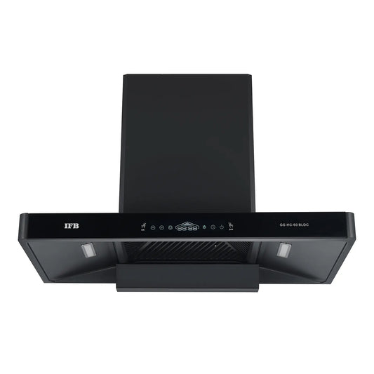 IFB GS-HC-60 BLDC 60 cm 1300 m³/hr BLDC Motor Wall Mounting Filterless Auto Clean Chimney with Gesture & Touch Control – Black Glass
