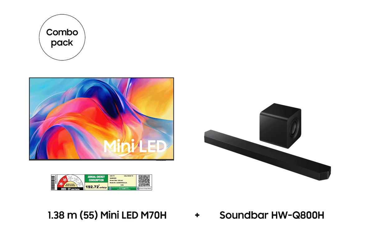 Samsung 1.38 m (55) Mini LED M70H & Soundbar HW-Q800H — F-BUNDLE000027 — product view