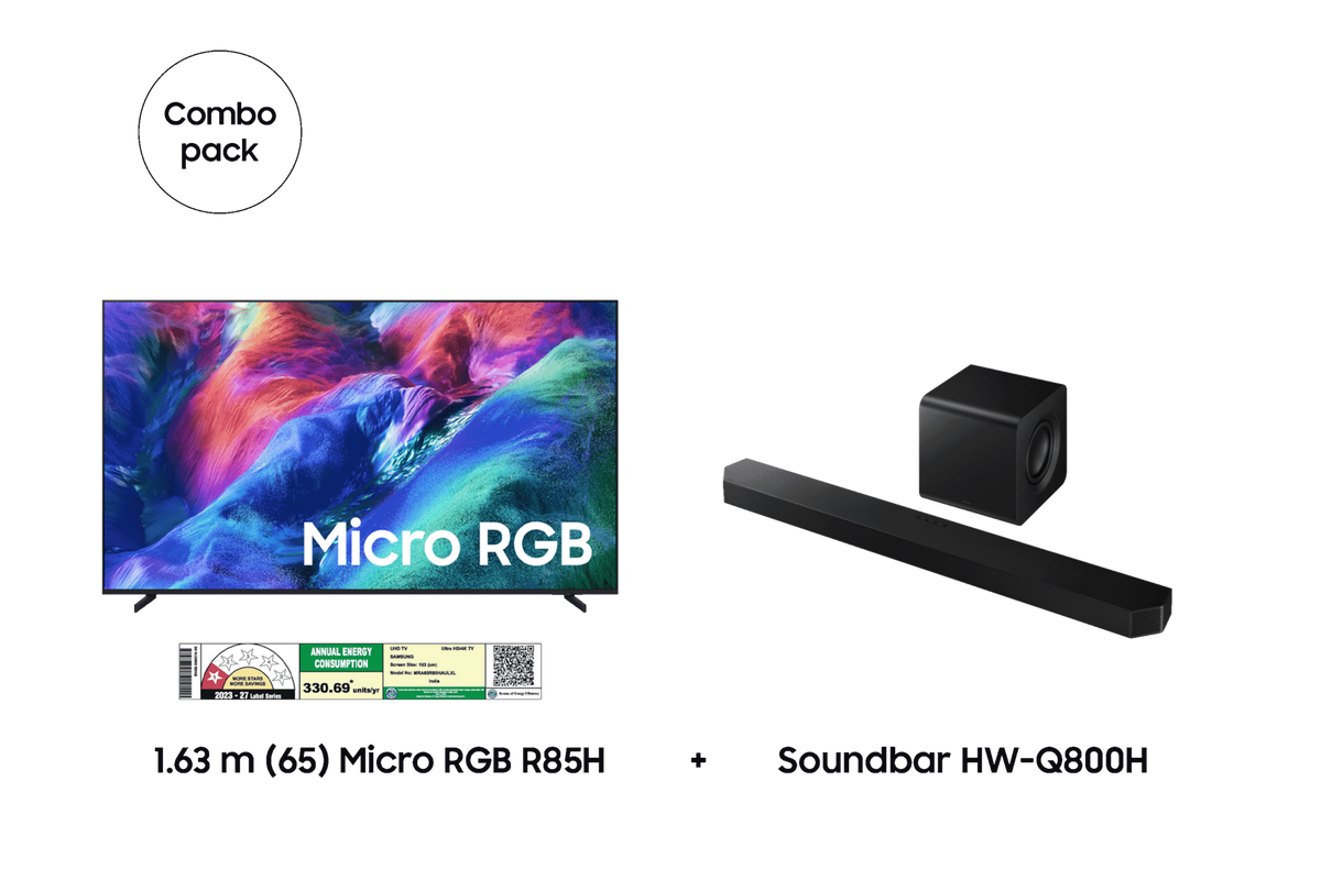 Samsung 1.63 m (65) Micro RGB R85H and Soundbar HW-Q800H — F-BUNDLE000032 — product view