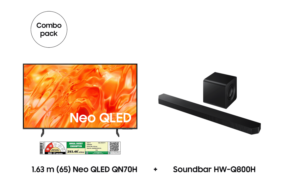 Samsung 1.63 m (65) Neo QLED QN70H & Soundbar HW-Q800H — F-BUNDLE000021 — product view