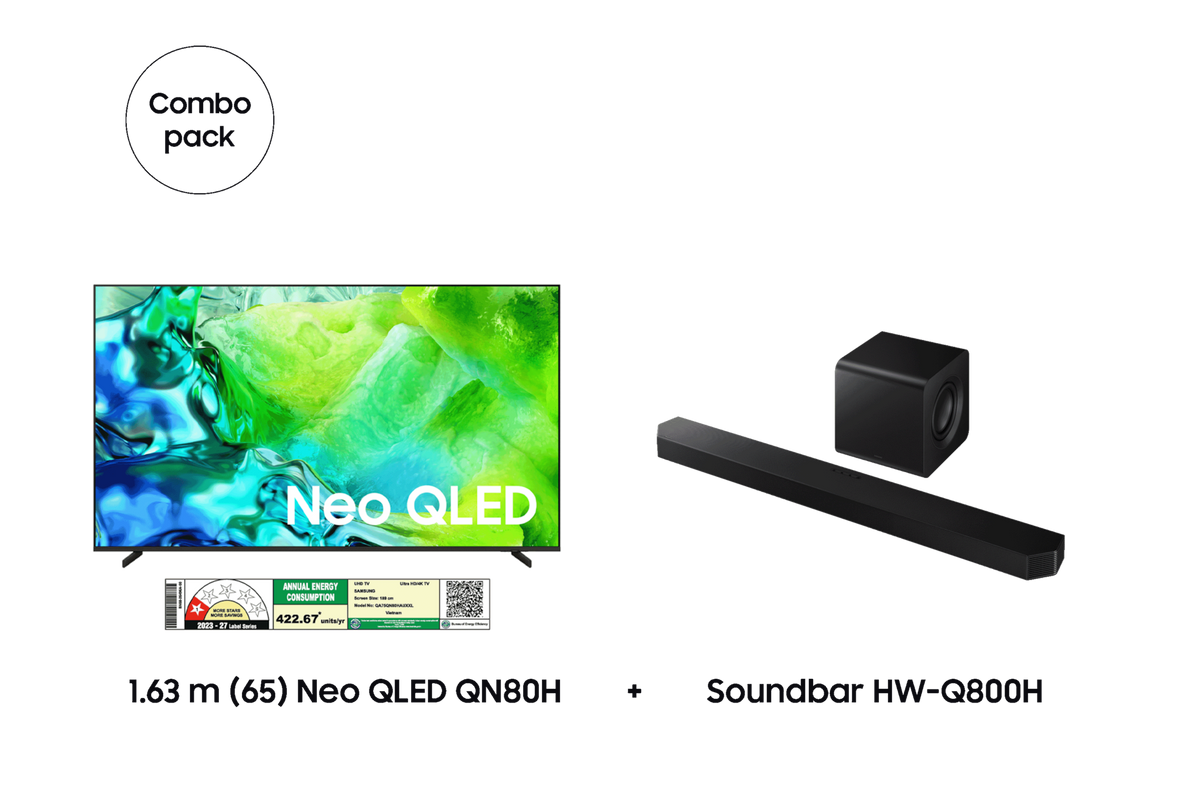 Samsung 1.63 m (65) Neo QLED QN80H & Soundbar HW-Q800H — F-BUNDLE000023 — product view
