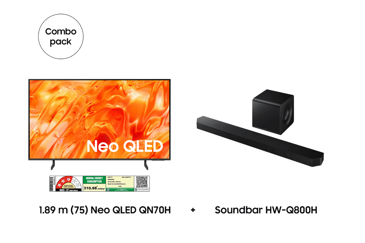 Samsung 1.89 m (75) Neo QLED QN70H & Soundbar HW-Q800H — F-BUNDLE000020 — product view