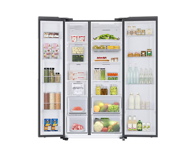 Samsung RS76CB81A333 653L 5-in-1 Convertible BESPOKE Side-by-Side Refrigerator – Twin Cooling Plus, Auto Open Door, AI Energy Mode, Wi-Fi Enabled (Glam Deep Charcoal)