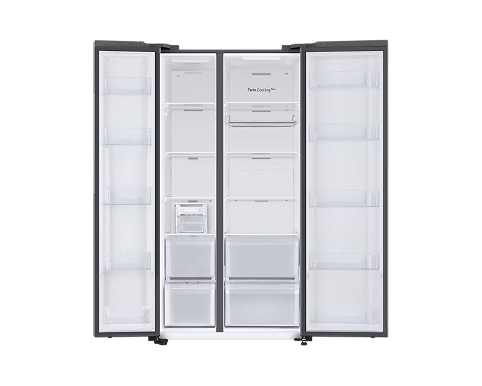 Samsung RS76CB81A333 653L 5-in-1 Convertible BESPOKE Side-by-Side Refrigerator – Twin Cooling Plus, Auto Open Door, AI Energy Mode, Wi-Fi Enabled (Glam Deep Charcoal)