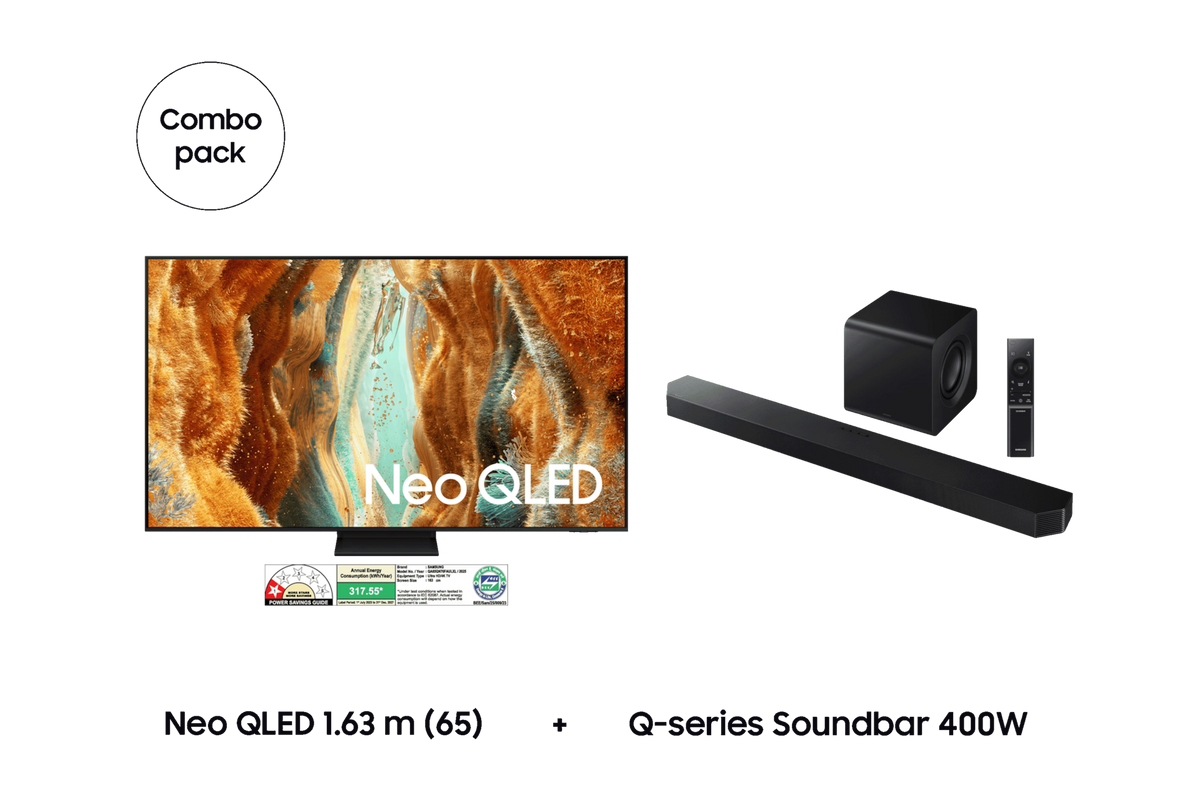 Samsung 1.63 m (65) Neo QLED QN70F & Soundbar Q800F — F-BUNDLE000001 — product view