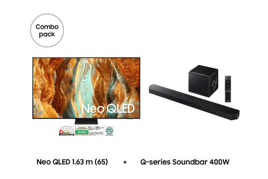 Samsung 1.63 m (65) Neo QLED QN70F & Soundbar Q800F — F-BUNDLE000001 — product view