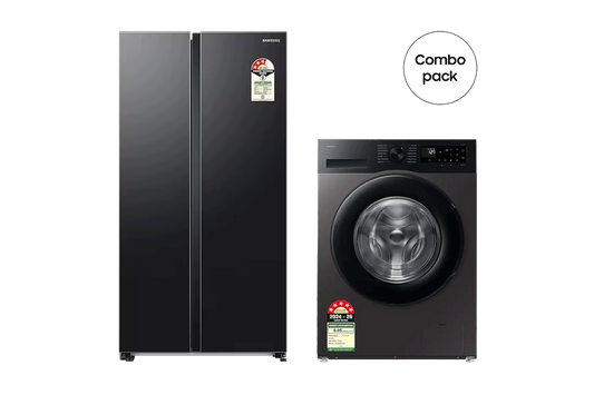 Samsung SBS Refrigerator RS76CG8003B1 and Front Load Washing Machine WW12DG5B24AX — F-BUNDLE000036 — product view