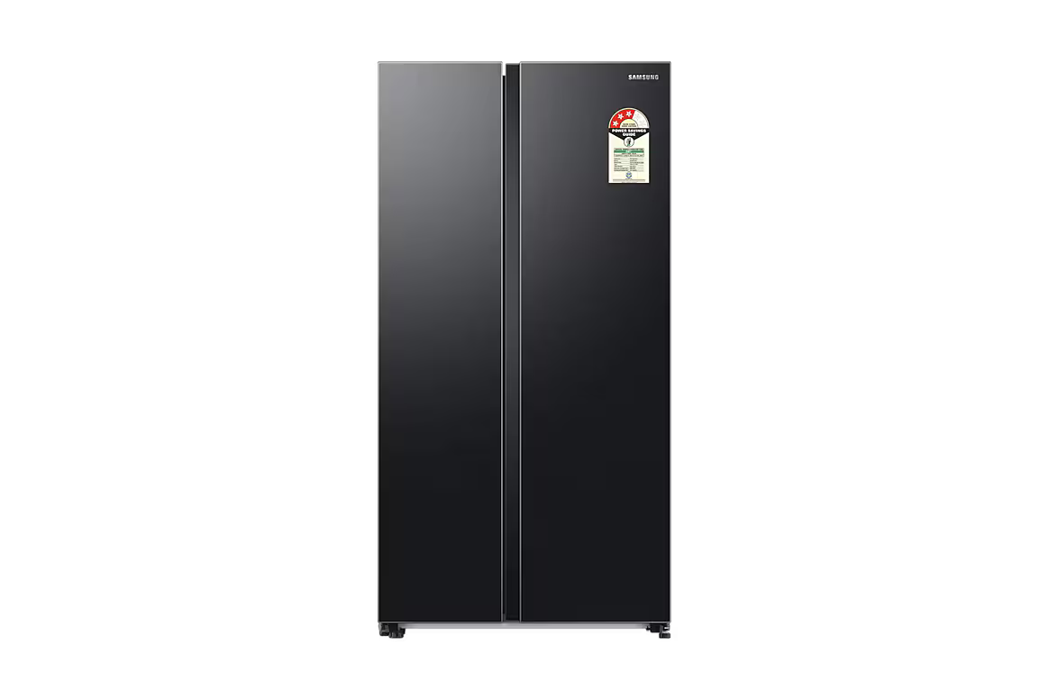 Samsung SBS Refrigerator RS76CG8003B1 and Front Load Washing Machine WW12DG5B24AX — F-BUNDLE000036 — alternate view