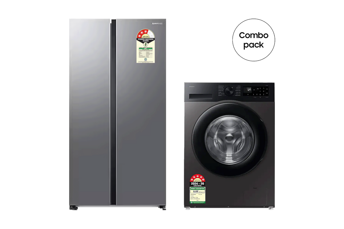 Samsung SBS Refrigerator RS76CG8003S9 and Front Load Washing Machine WW90DG5U24AX — F-BUNDLE000037 — product view