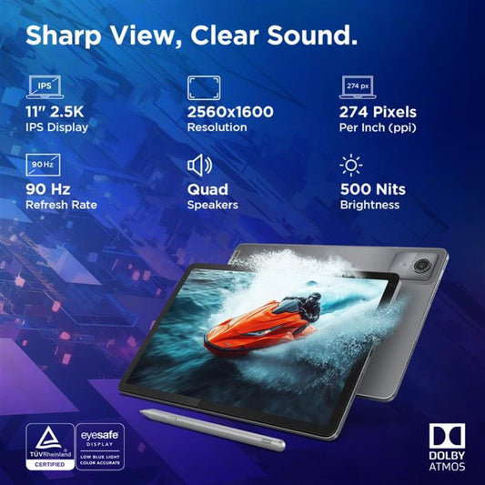 Lenovo Idea Tab 27.94 cm (11 inch) WiFi Tablet with Pen, 256 GB, 8 GB RAM, Grey, ZAFR0897IN