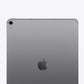 The back of a silver Apple iPad shown from a rear three-quarter view against a plain white background.