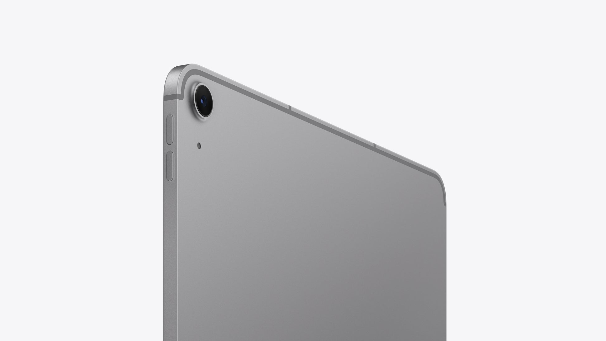 Silver tablet device on a white background