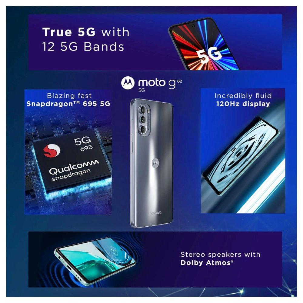 Motorola G62 5G 128 GB, 6 GB RAM, Midnight Grey, Mobile Phone