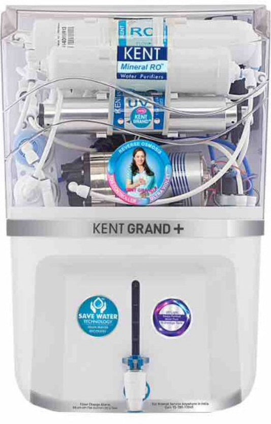 Kent GRAND PLUS ZWWRO  WITH IN TANK UV 9 L RO + UV + UF + TDS Water Purifier  (White)