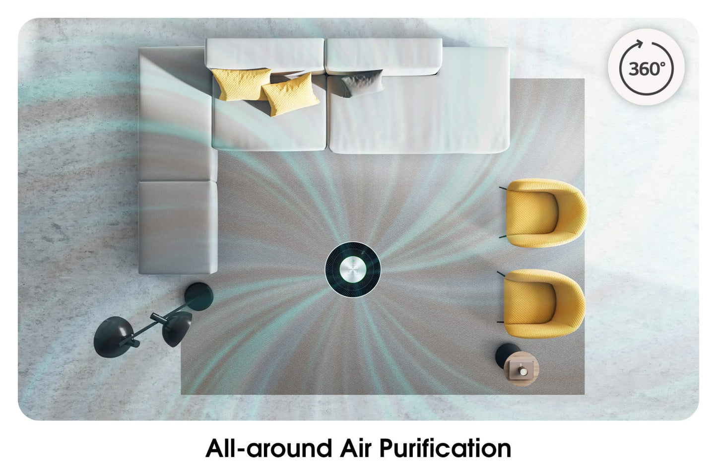 LG Air Purifier AS60GHWG0 PuriCare™ 360° ir Purifier Hit, Multi-filtration System, Compact in Size, PM 1.0 Sensor & Indicator, Wi-Fi Enabled,E11 Filter Hit Air Purifier Room Size 667ft² / 62 M²