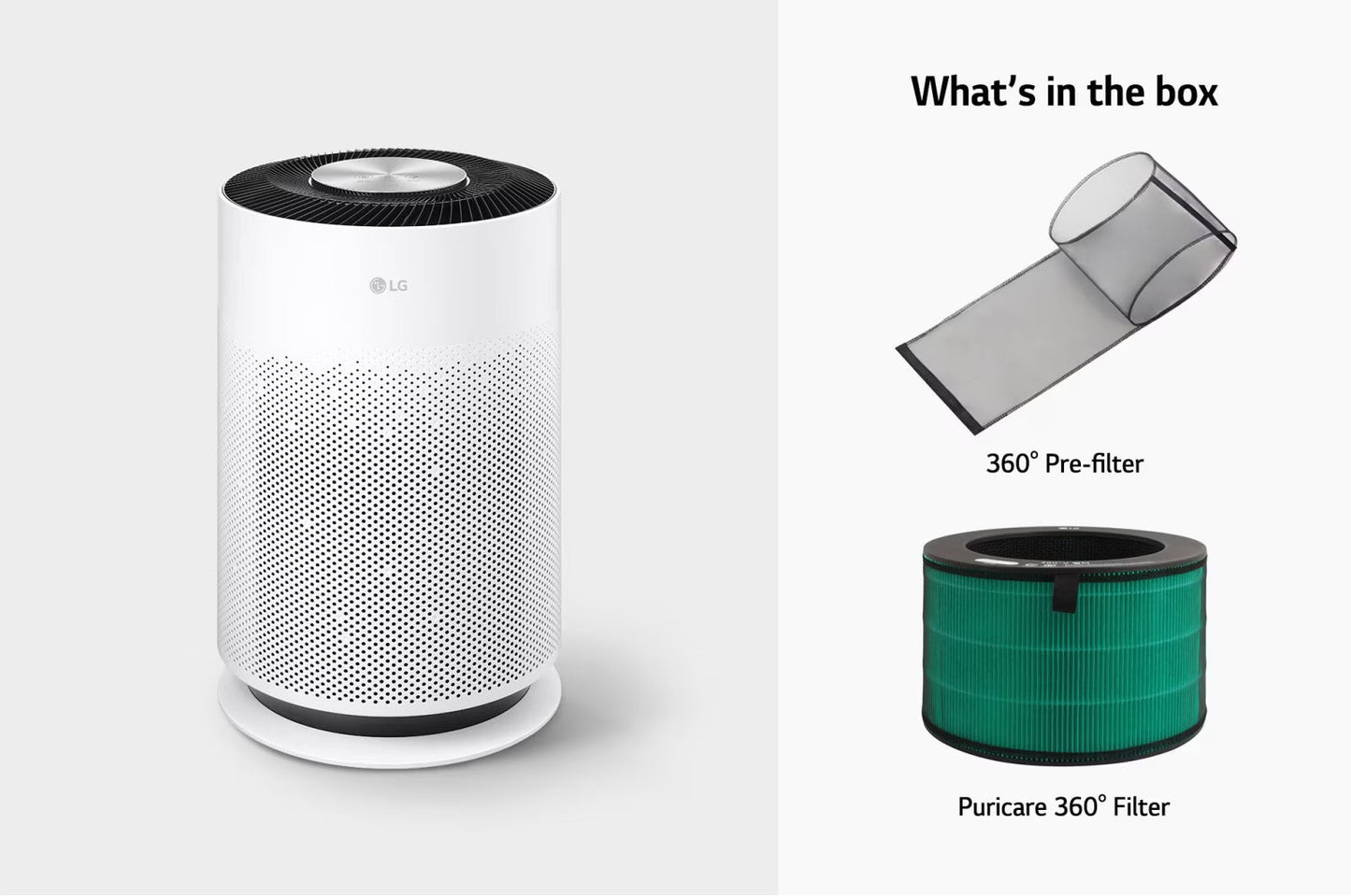 LG Air Purifier AS60GHWG0 PuriCare™ 360° ir Purifier Hit, Multi-filtration System, Compact in Size, PM 1.0 Sensor & Indicator, Wi-Fi Enabled,E11 Filter Hit Air Purifier Room Size 667ft² / 62 M²