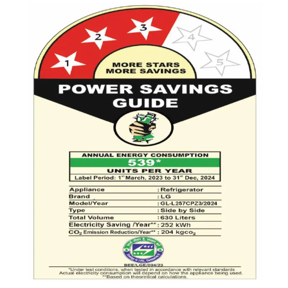 LG GL-L257CPZ3 635 L Side-by-Side Refrigerator (Shiny Steel) | Inverter Compressor, DoorCooling+, AI ThinQ Wi-Fi, Water & Ice Dispenser, Hygiene Fresh+