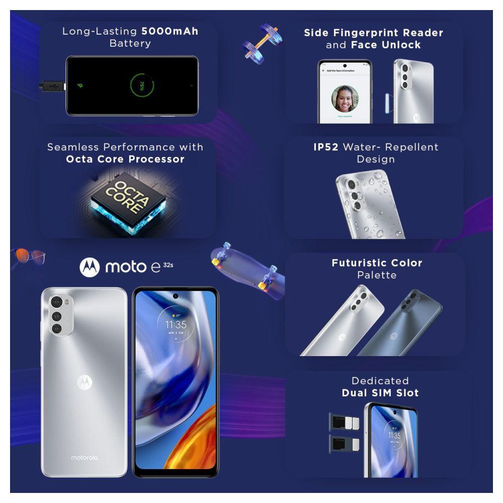 Motorola E32s 32 GB, 3 GB RAM, Misty Silver, Mobile Phone