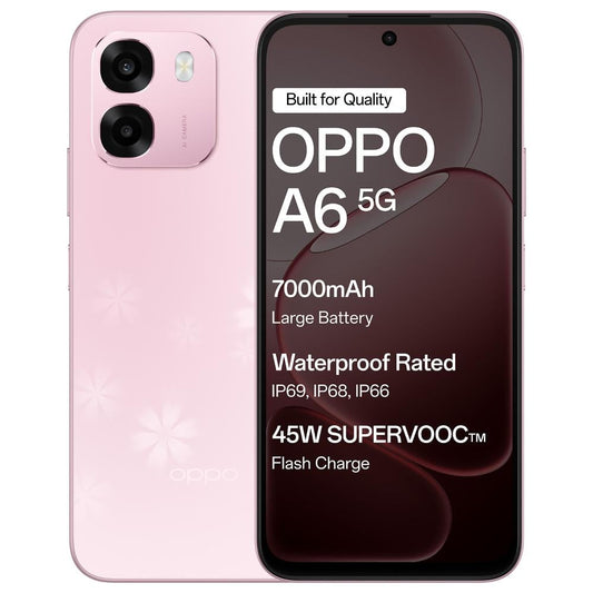 OPPO A6 5G 128 GB, 4 GB RAM, Sakura Pink, Mobile Phone
