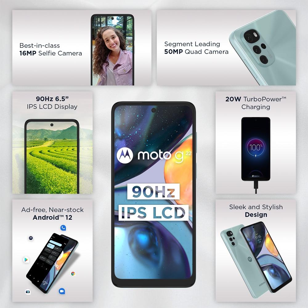 Moto g22 64 GB, 4 GB RAM, Mint Green, Mobile Phone